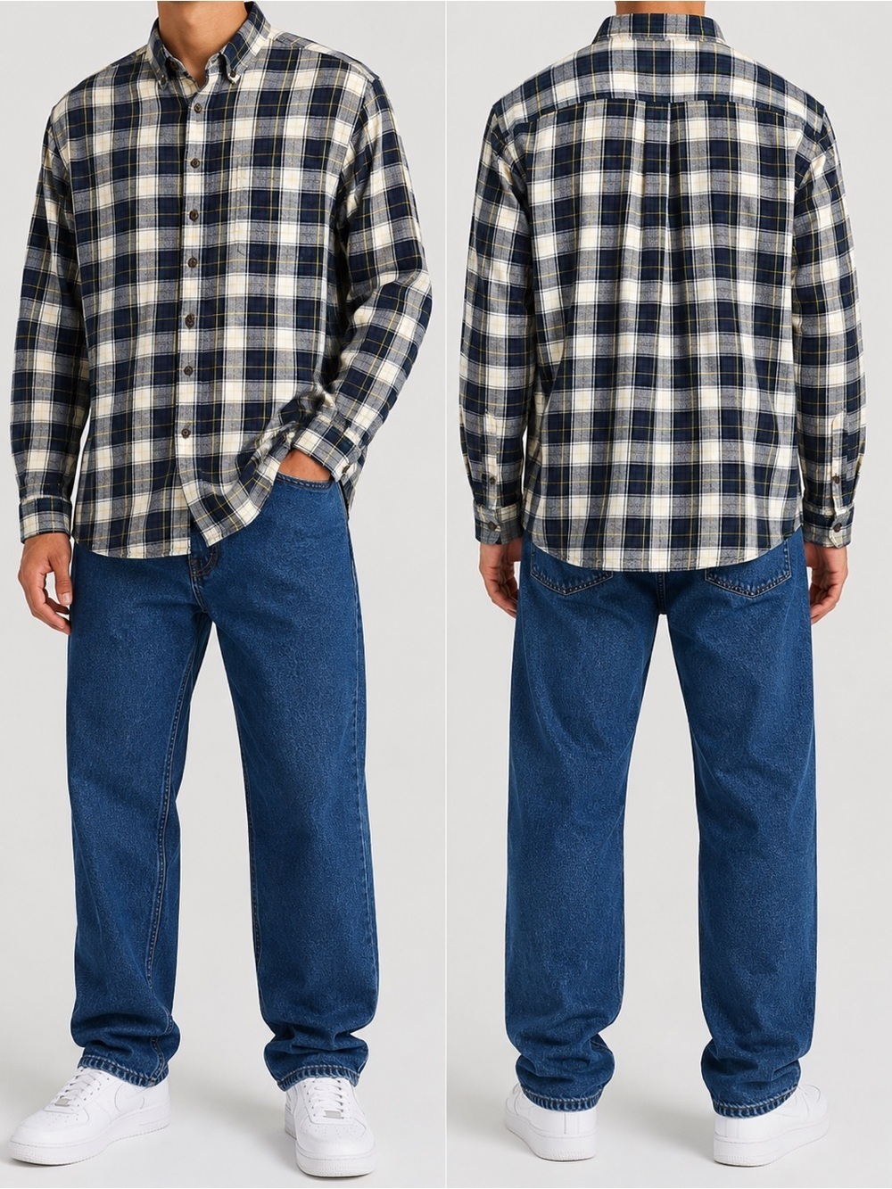 L.L.Bean 100% Cotton Plaid Button-Down Shirt – L Regular – Traditional Fit